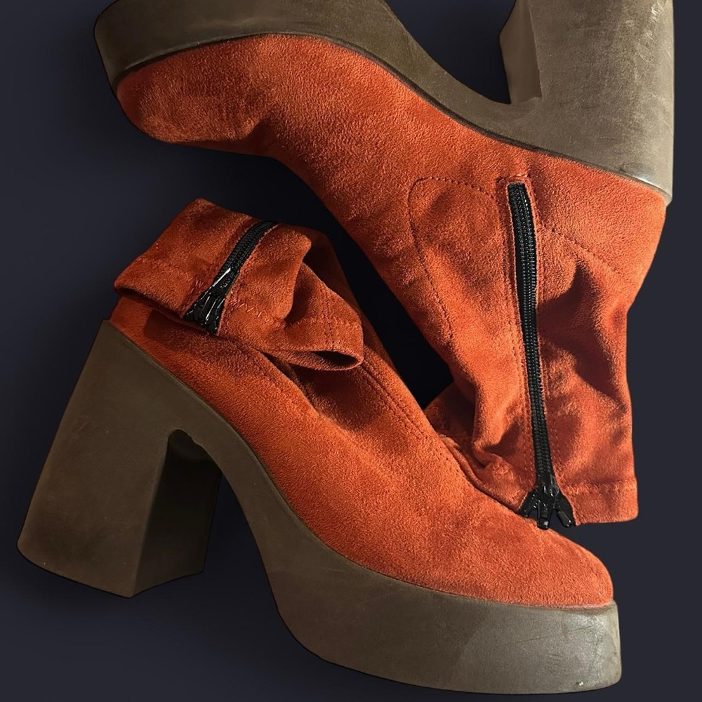 ASOS Burnt Orange Suede Platform Sock Boots
